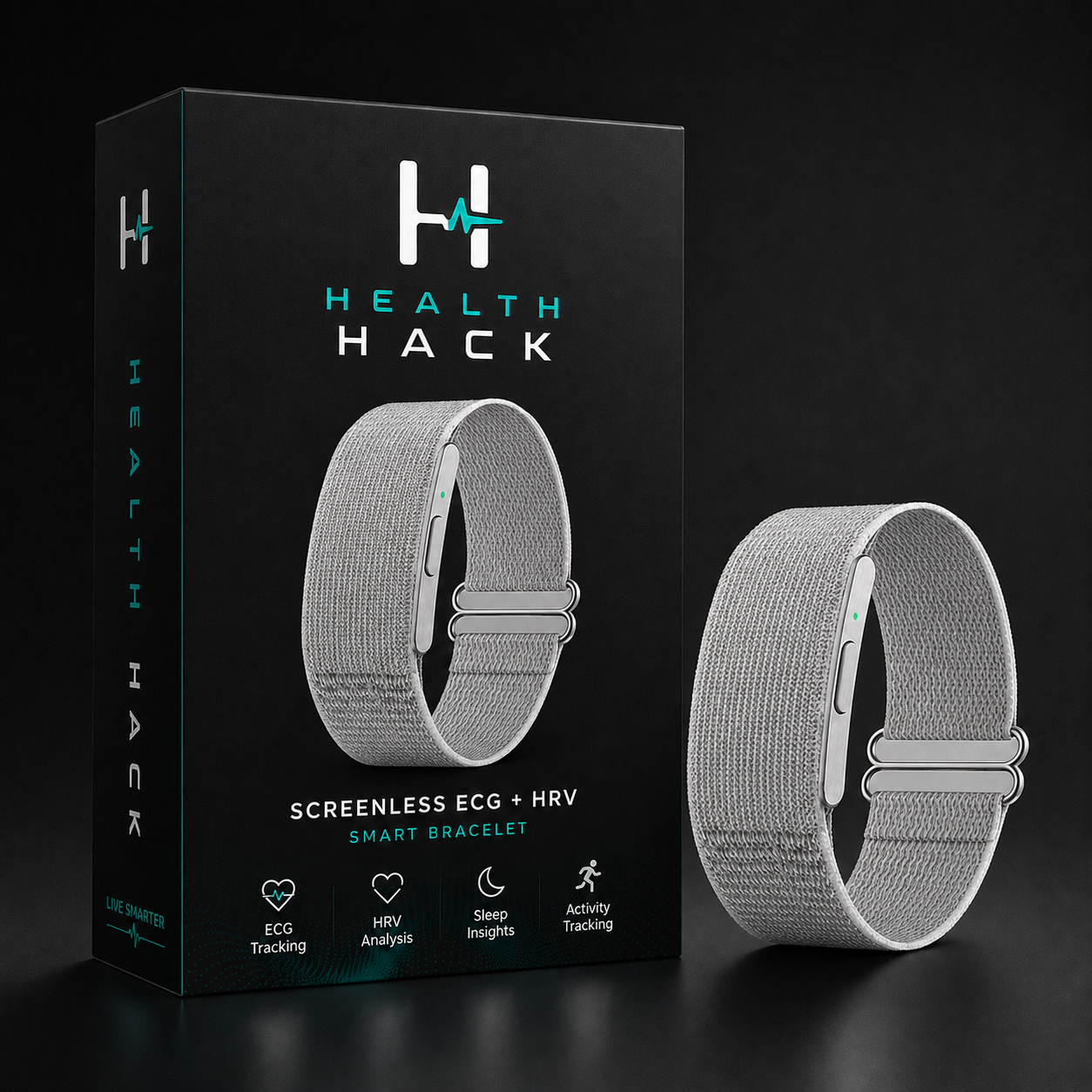 Health Hack Glow Band in ash grey with a clean woven strap and no top metal