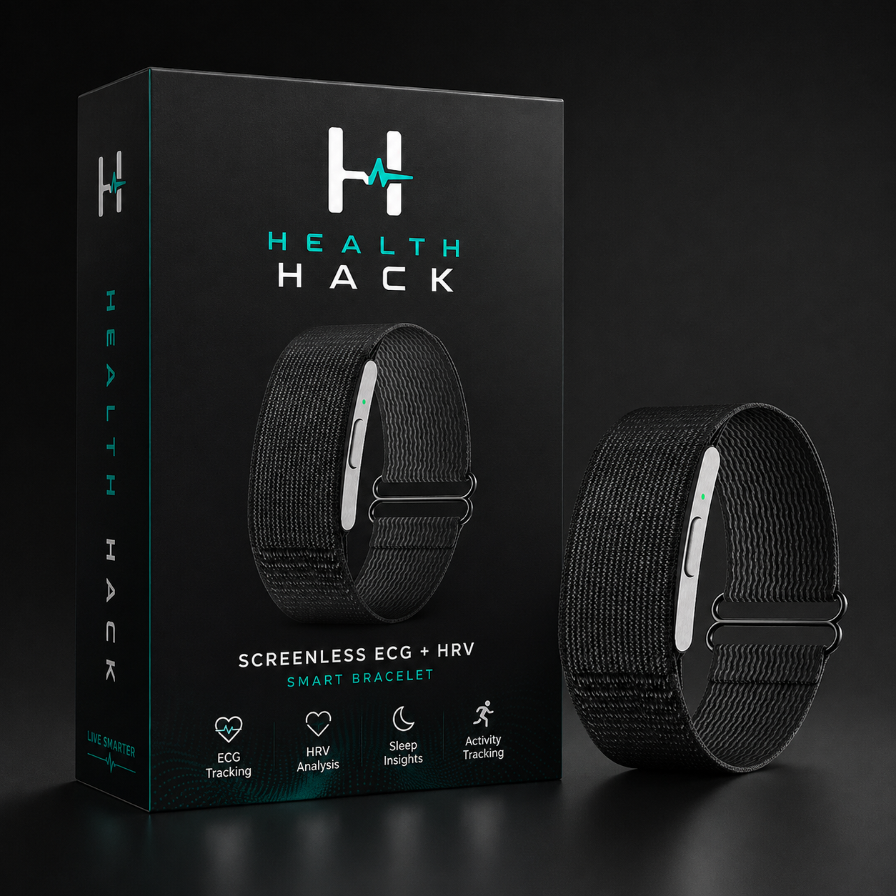 Health Hack Glow Band in black with a clean woven strap and no top metal
